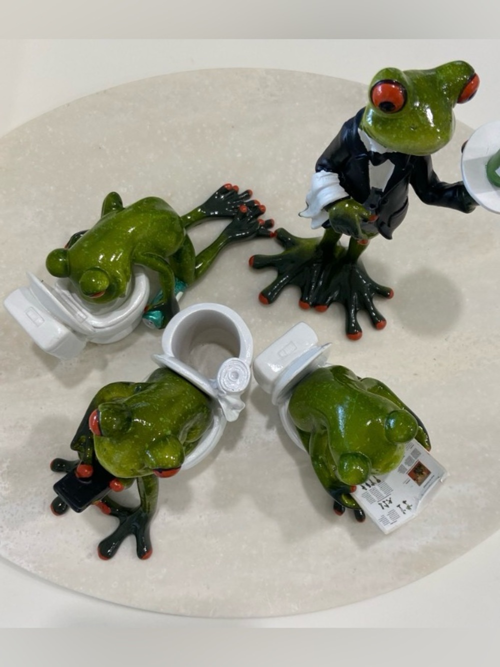 Set of 4 Frog Decor Sculptures